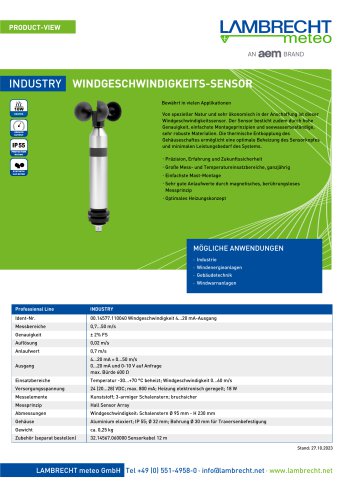 INDUSTRY WINDGESCHWINDIGKEITS-SENSOR