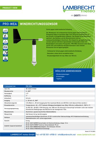 PRO-WEA WINDRICHTUNGSSENSOR