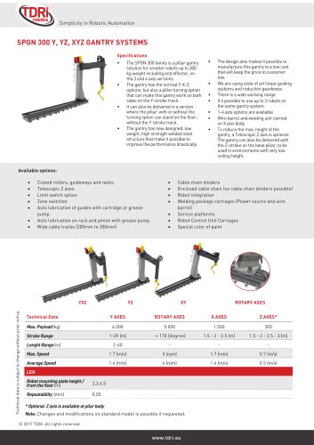 SPGN 300 Y, YZ, XYZ GANTRY SYSTEMS