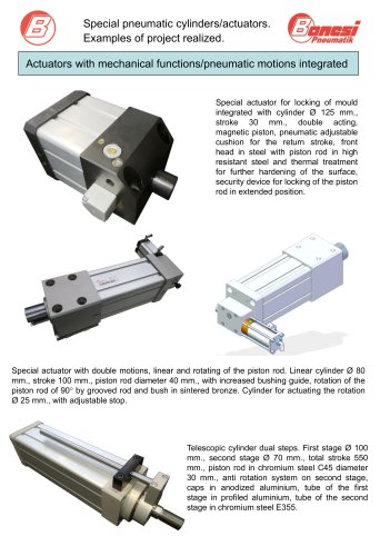 Actuators with mechanical functions pneumatic motions integrated