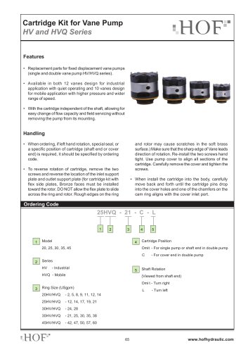 Cartridge Kit HV and HVQ series