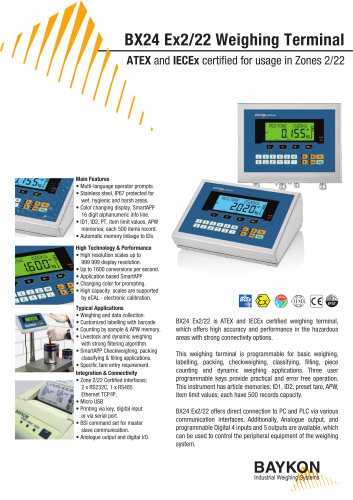 Baykon BX24 Ex Weighing Terminal