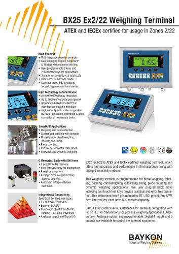 Baykon BX25 Ex Weighing Terminal