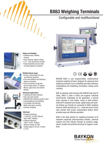 Baykon BX63 Weighing Terminals