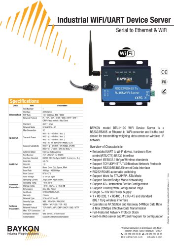 Industrial WiFi/UART Device Server