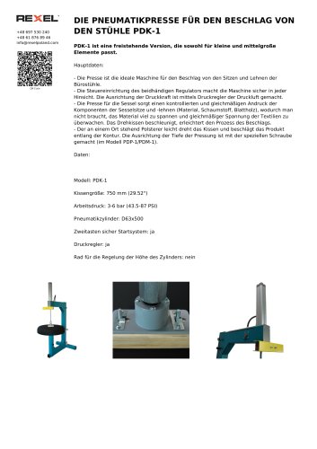 DIE PNEUMATIKPRESSE F&Uuml;R DEN BESCHLAG VON DEN ST&Uuml;HLE PDK-1