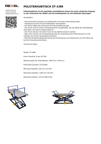 POLSTERHUBTISCH ST-3/BR