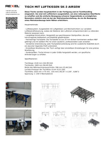 TISCH MIT LUFTKISSEN SK-3 AIRSEW (zum Matratzenn&auml;hen)