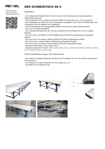 ZUSCHNEIDETISCH, TEXTIL-ZUSCHNEIDETISCH, WERKSTATTTISCH SK-3