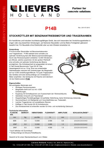 P14B STOCKRÜTTLER MIT BENZINANTRIEBSMOTOR UND TRAGERAHMEN