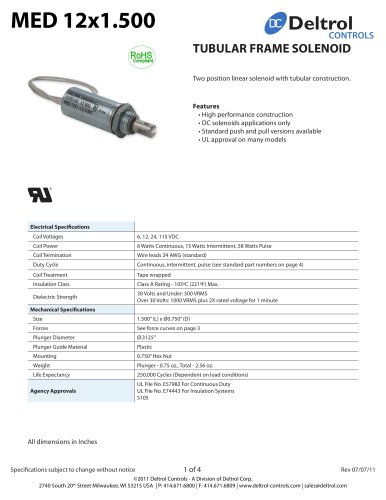 MED 12x1.500 Tubular Frame Solenoid