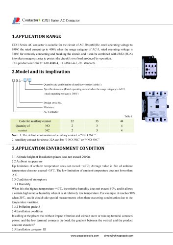 CJX1 Series AC Contactor