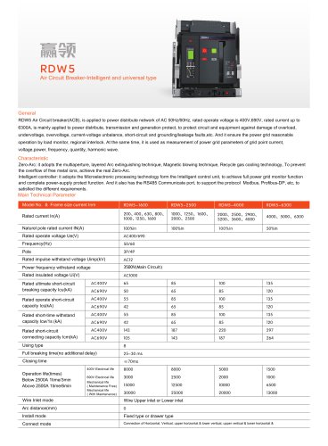 RDW5 Air Circuit Breaker-Intelligent and universal type(5series)