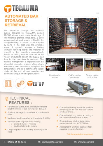 003-AUTOMATED BAR STORAGE & RETRIEVAL SYSTEM