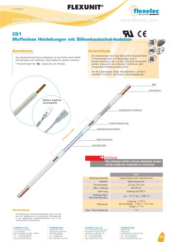 FLEXUNIT- CS1 Muffenlose Heizleitungen mit Silikonkautschuk-Isolation