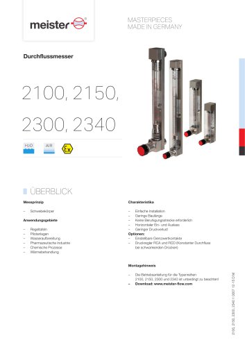 Durchflussmesser 2100, 2150, 2300, 2340