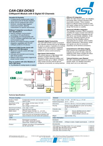 Data Sheet CAN-CBX-DIO8