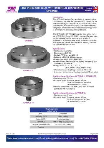 Low Pressure Seal with Internal Diaphragm OPTIMUS