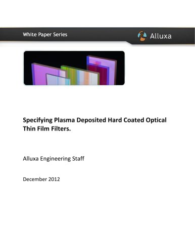 Specifying Plasma Deposited Hard Coated Optical Thin Film Filters