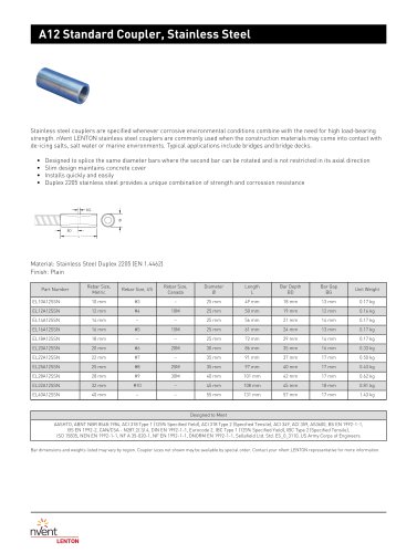 A12 Standard Coupler, Stainless Steel