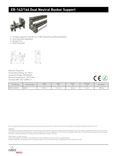 EB-142/166 Dual Neutral Busbar Support