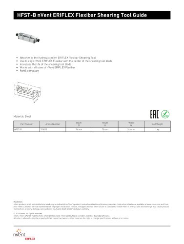 HFST-B nVent ERIFLEX Flexibar Shearing Tool Guide