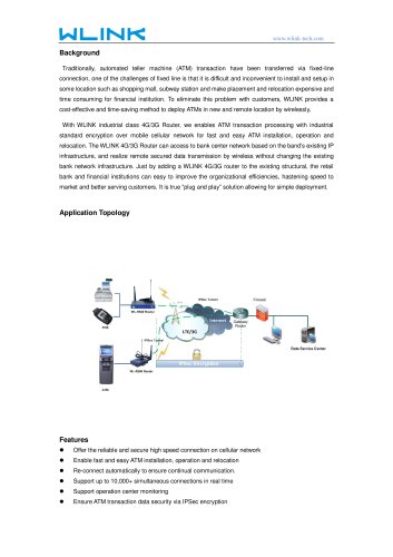 Wlink 3G Router used in ATM Applicaton solution