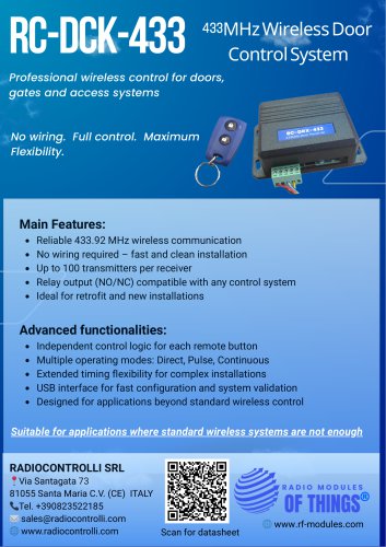 433MHz Wireless Door Control Brochure