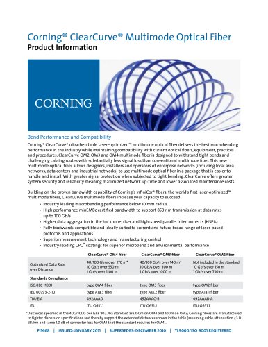 ClearCurve multimode fiber product information sheet