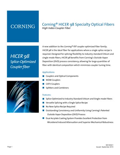 HICER 98 Splice-Optimized Coupler Fiber