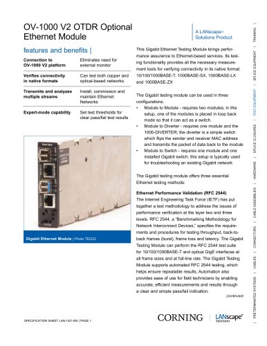 OV-1000 V2 OTDR Optional Ethernet Module