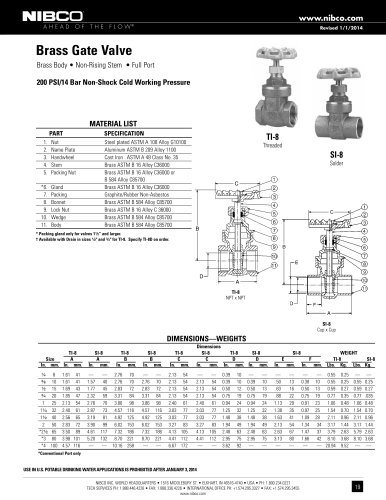 Brass Gate Valves SI-8