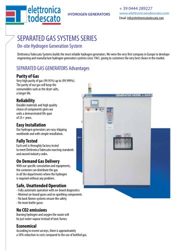 HYDROGEN GENERATORS SEPARATED GAS SYSTEMS SERIES