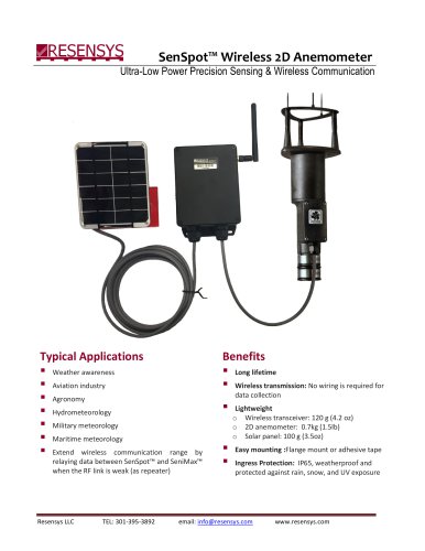 SenSpot™ Wireless 2D Anemometer