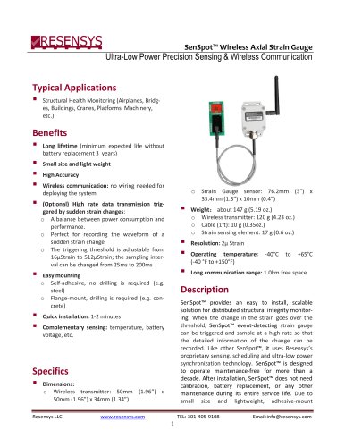 SenSpot™ Wireless Axial Strain Gauge