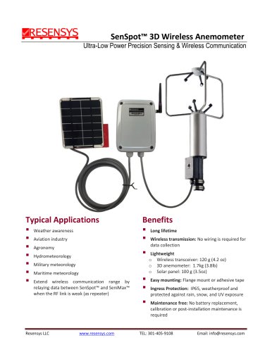 ultrasonic anemometer / wireless / static SenSpot™