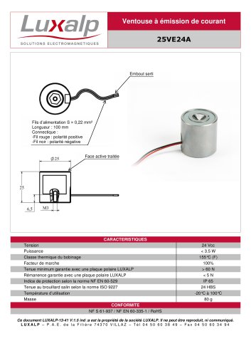 Permanent electromagnetic solenoid / diameter 25