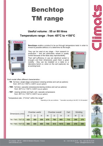 Benchtop - TM range