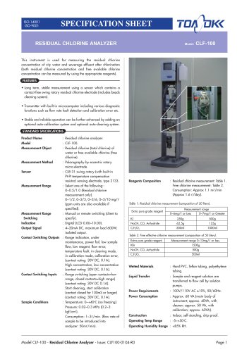 RESIDUAL CHLORINE ANALYZER