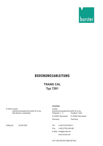 BEDIENUNGSANLEITUNG TRANS CAL Typ 7281 (2025)