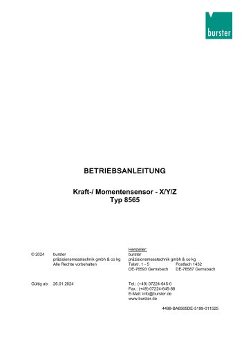 Bedienungsanleitung Typ 8565