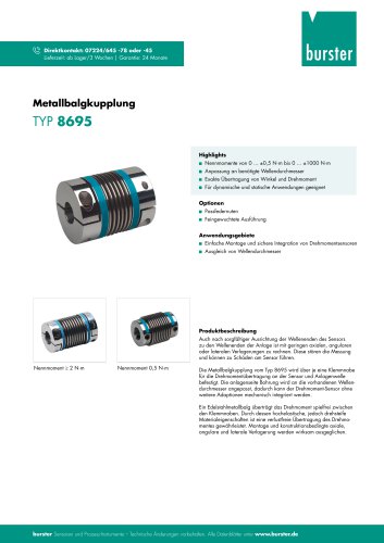 Datenblatt Metallbalgkupplung Typ 8690