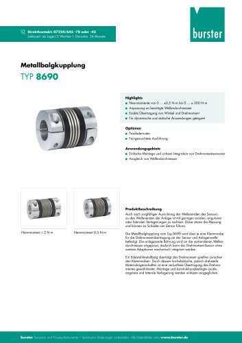 Datenblatt Metallbalgkupplung Typ 8690 2025