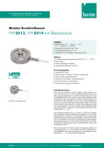 Datenblatt Miniatur-Druckkraftsensor Typ 8413 - Typ 8414 mit Überlastschutz