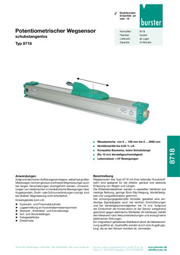Datenblatt Potentiometrischer Wegsensor Typ 8718