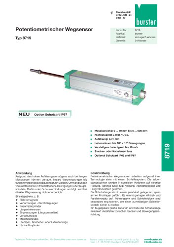 Potentiometrischer Wegsensor Typ 8719