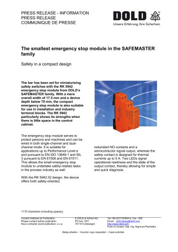 Press release E-stop module RK 5942