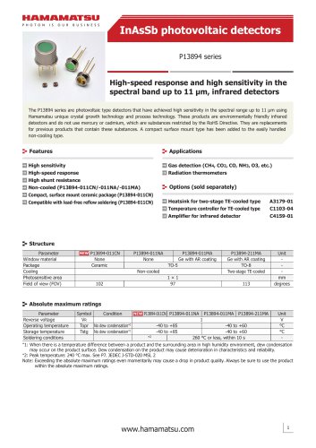 InAsSb photovoltaic detectors P13894 series