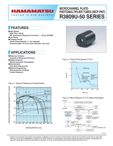 MICROCHANNEL PLATE-PHOTOMULTIPLIER TUBE (MCP-PMTs) R3809U-50 SERIES