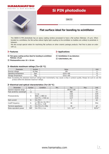 Si PIN photodiode S8650